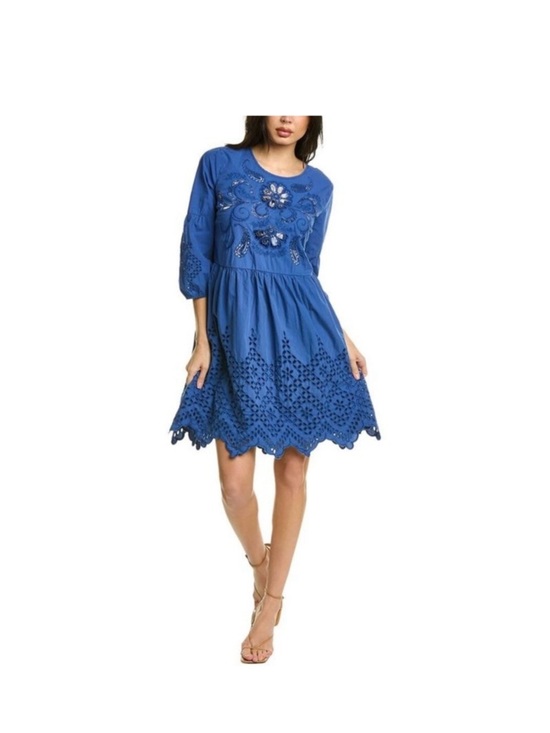 Johnny Was Dresses & Skirts - Johnny Was Merla Mini Dress in Blue Size Large